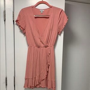 Elegant Pink Wrap Dress